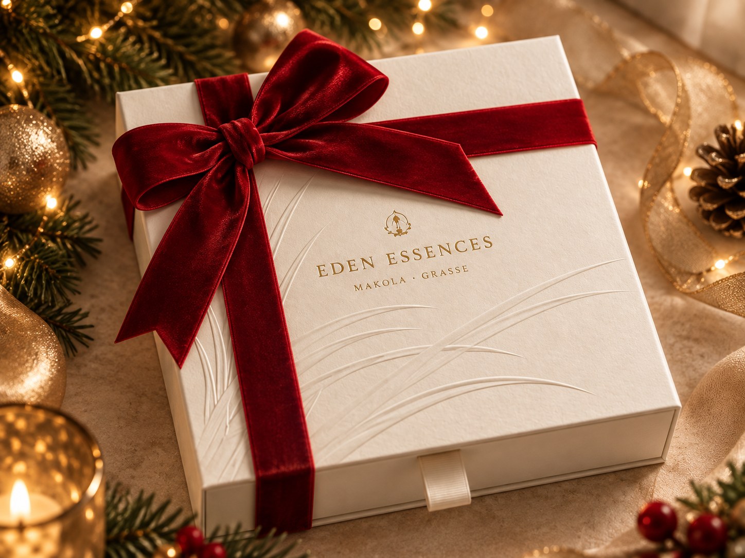 Coffret Eden Essences Makola · Grasse, noué d'un ruban de velours rouge