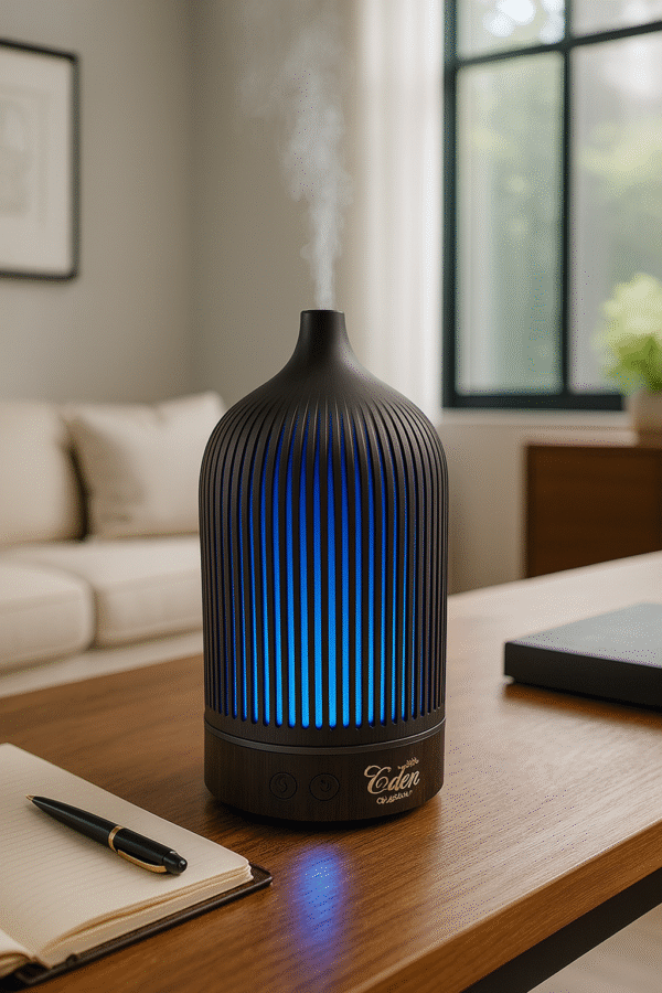 Diffuseur d'huile essentielle imitation bois. Chic et moderne pour une diffusion d'huile essentielle par brumisation
